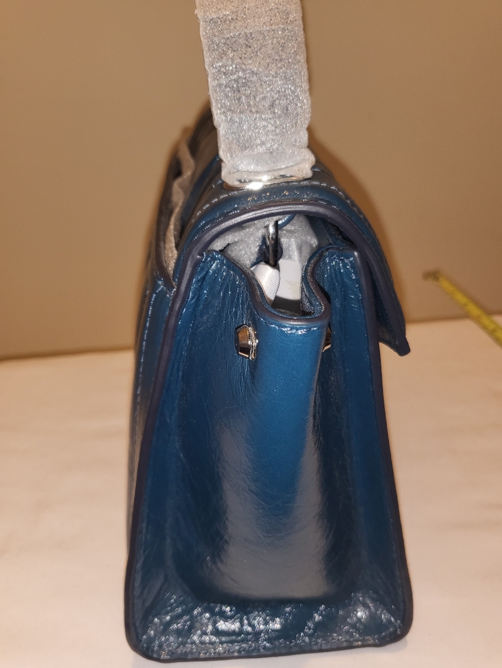 Michael Kors Blue Quilted Patent Top-Handle Satchel NWT - Picture 3 of 8